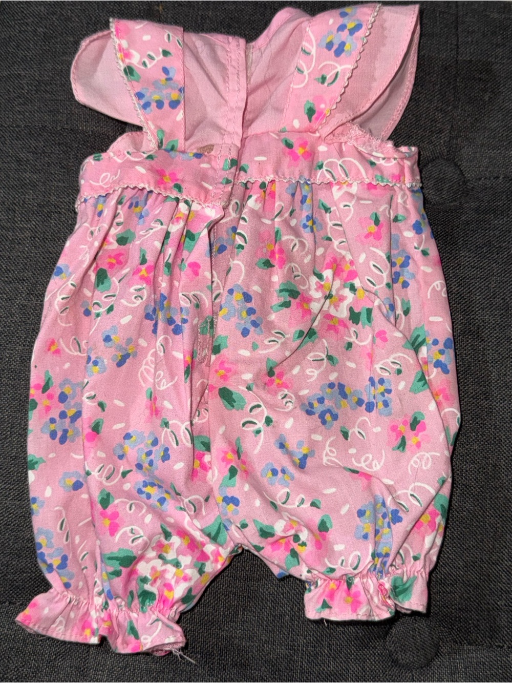 Pink one piece coral print overalls baby doll outfit